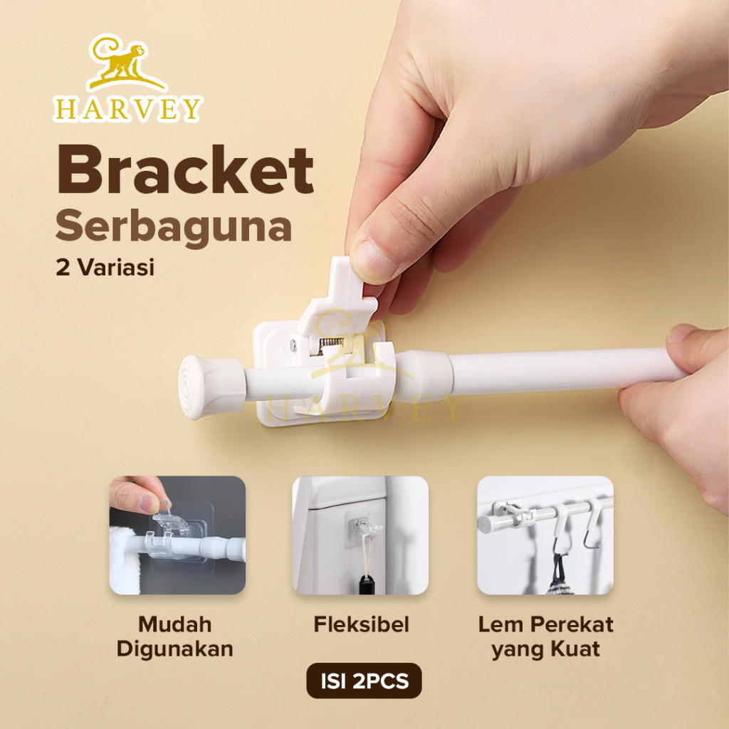 Bracket Serbaguna untuk Tiang Gorden Hook Tiang Gorden Tempel Gantungan Barang