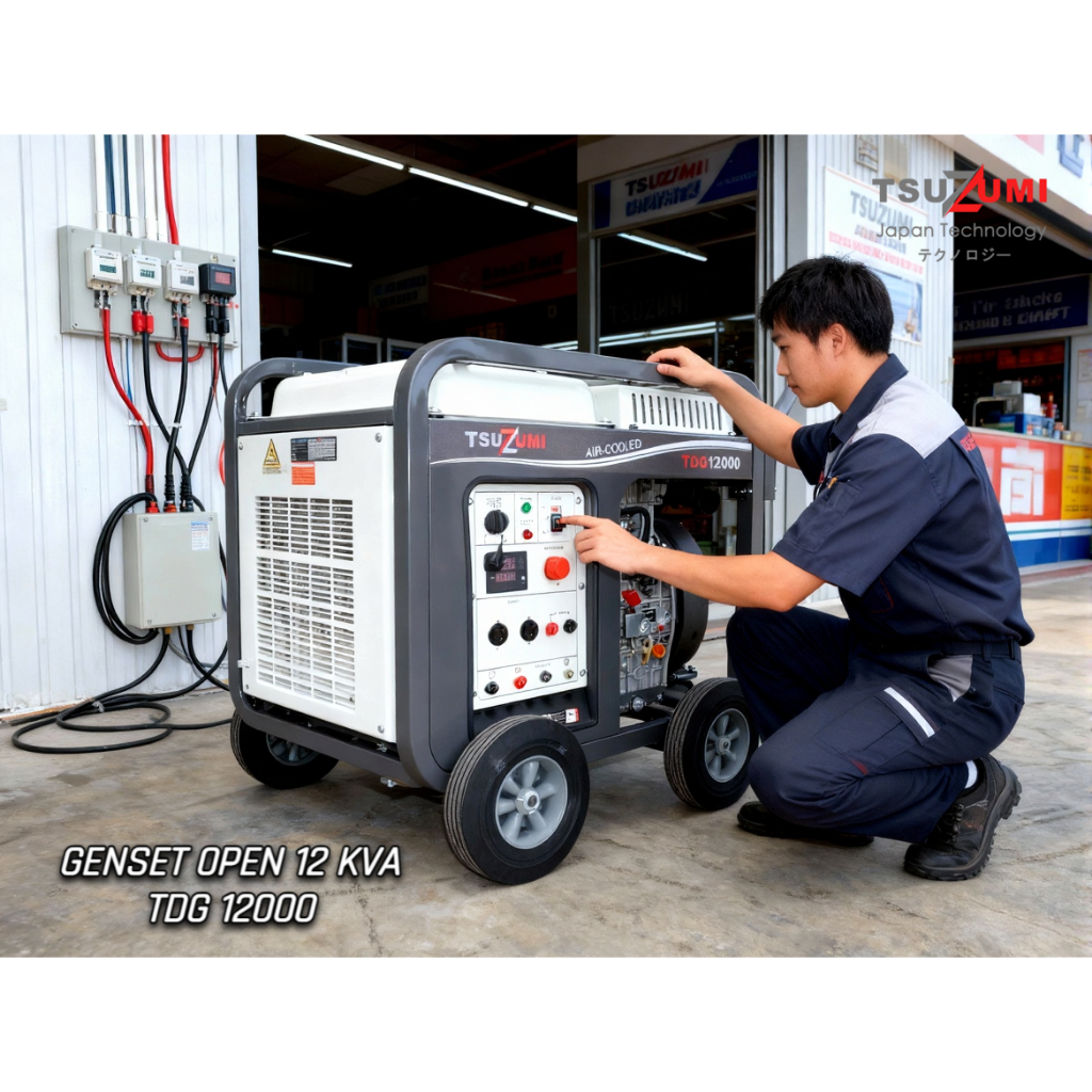 Genset Open 11 KVA Diesel 10000 Watt Tsuzumi TDG 12000 Japan Technology