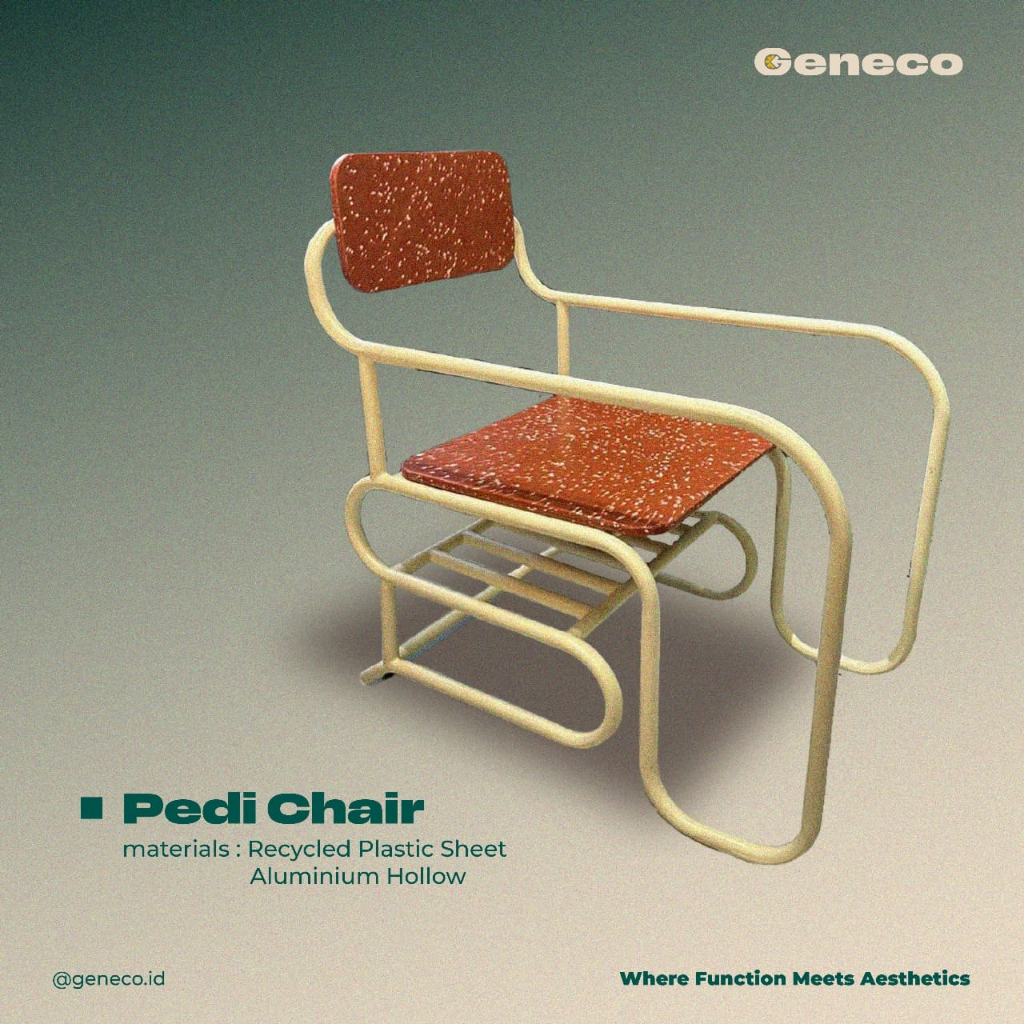 Pedi Chair Recycle Plastic Kursi Plastik - Stainless Hollow Minimalis
