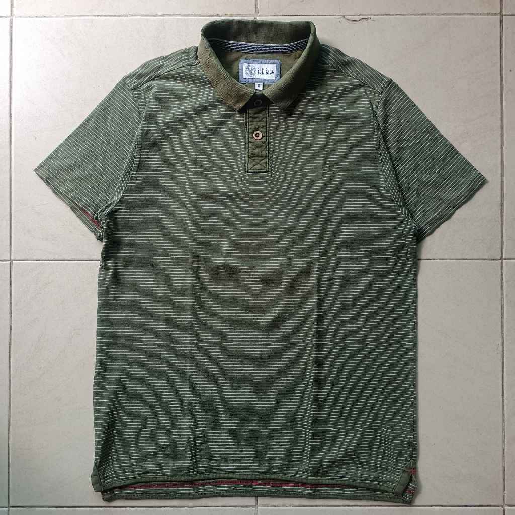Polo Shirt Fat Face Salur Green Pria Second Original