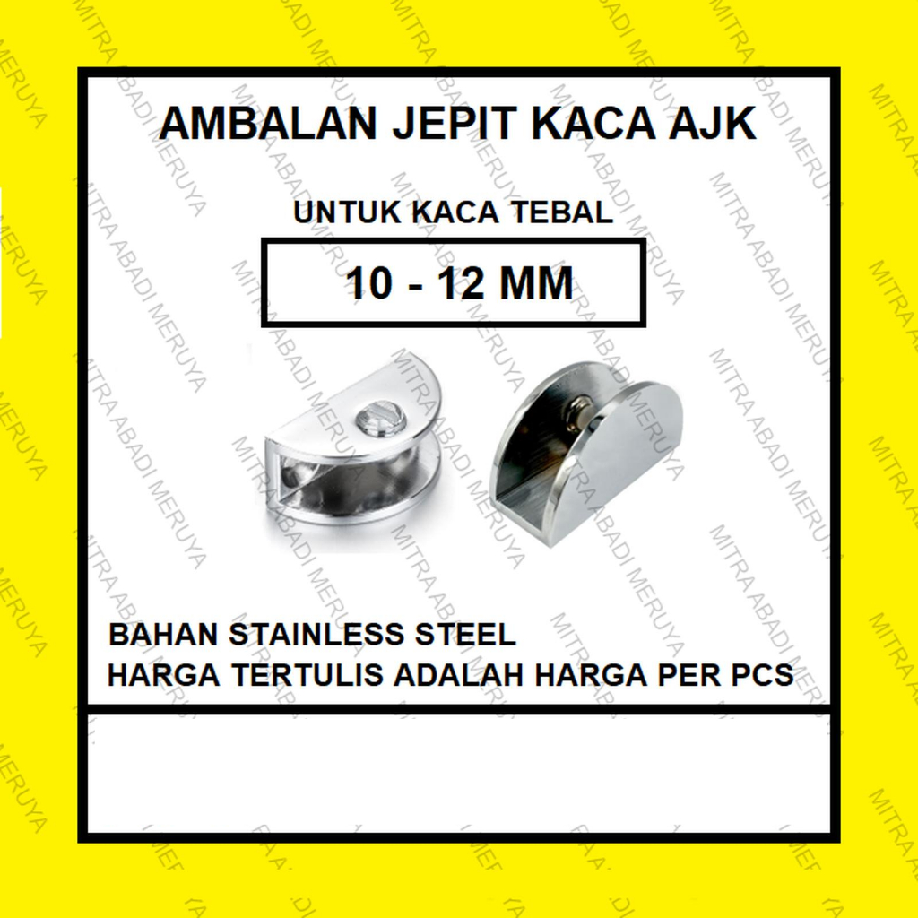 Ambalan Jepit Kaca AJK HM 12mm Ambalan Kaca Penyangga Kaca
