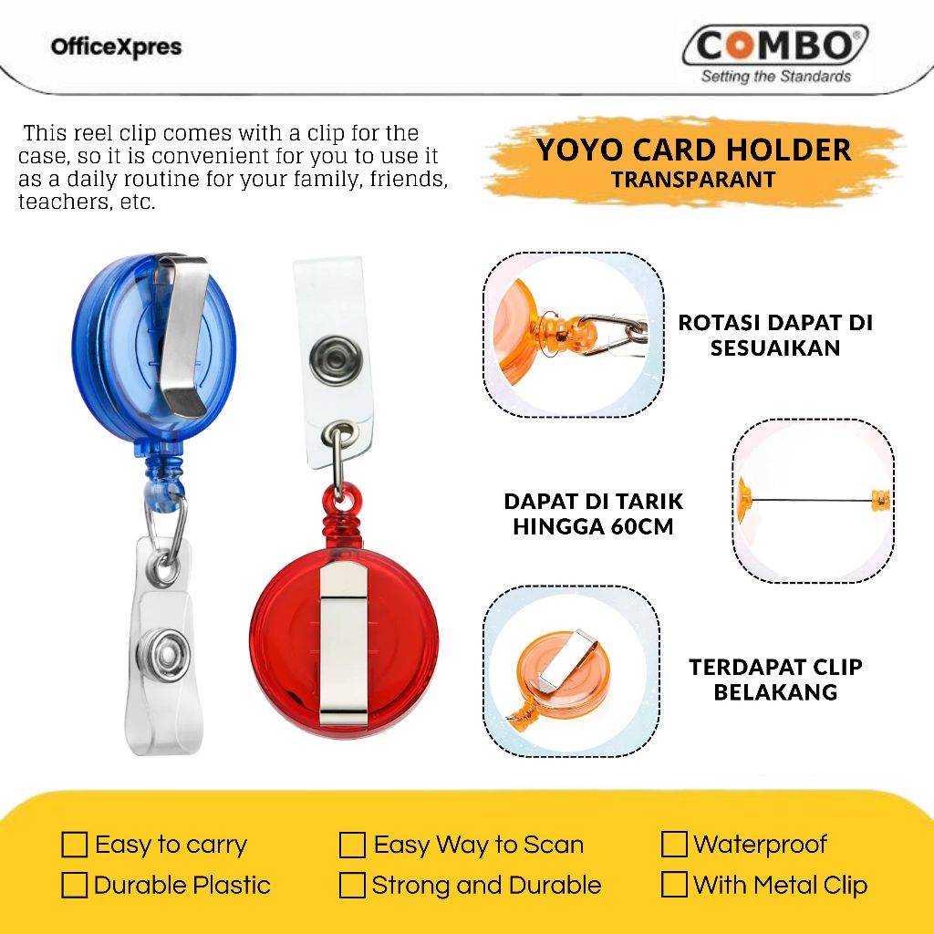Gantungan ID Card Yoyo Transparant / Yoyo Name Tag / Yoyo Standard Combo / Yoyo Hang Tag Name