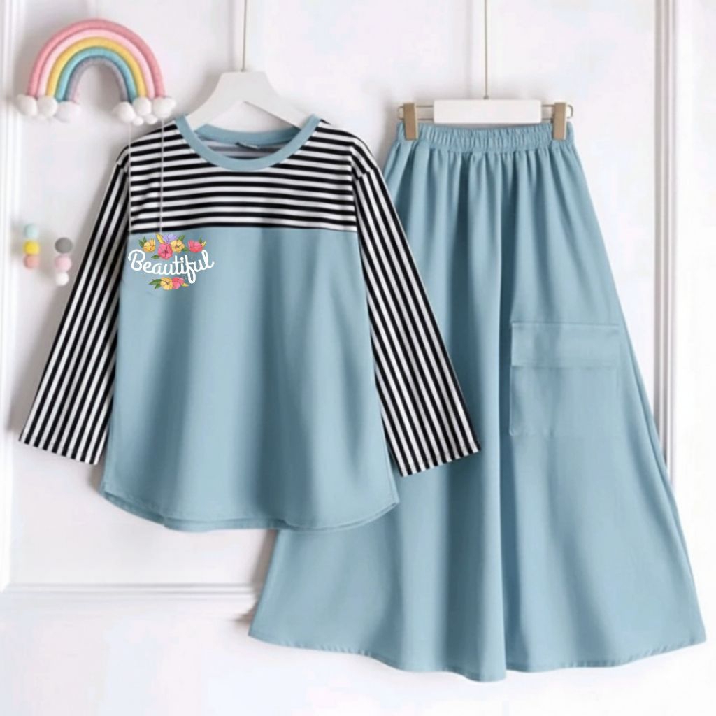 Baju Lebaran Anak Perempuan 2026 Stelan Tanggung 8-9Thn Satuset Bju Anak Lbaran Tunik Pakaian Ngaji 