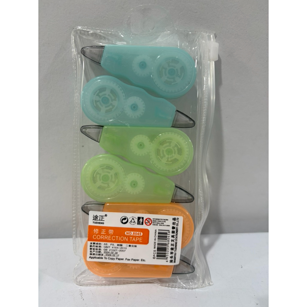 (1pack isi 6) Stipo Kertas / Tip Ex Pita / Tip ex roll / Correction tape pita koreksi kecil warna pa