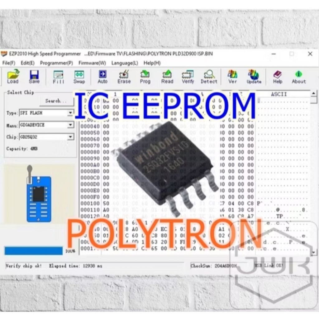Ic Eeprom Polytron PLD 24V223 Kode board CV3663M-K32 Siap Pakai