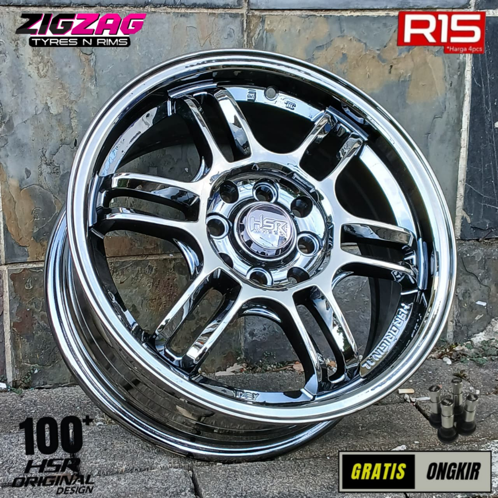 Velg Mobil HSR FE04 R15 Black Chrome Set 4Pcs Pelek Racing Ring 15 Brio Agya Mobilio