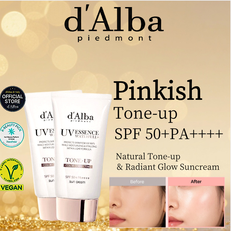 2 Pcs- d'Alba Waterfull Tone Up Sun Cream -50mL Double Bottle Set