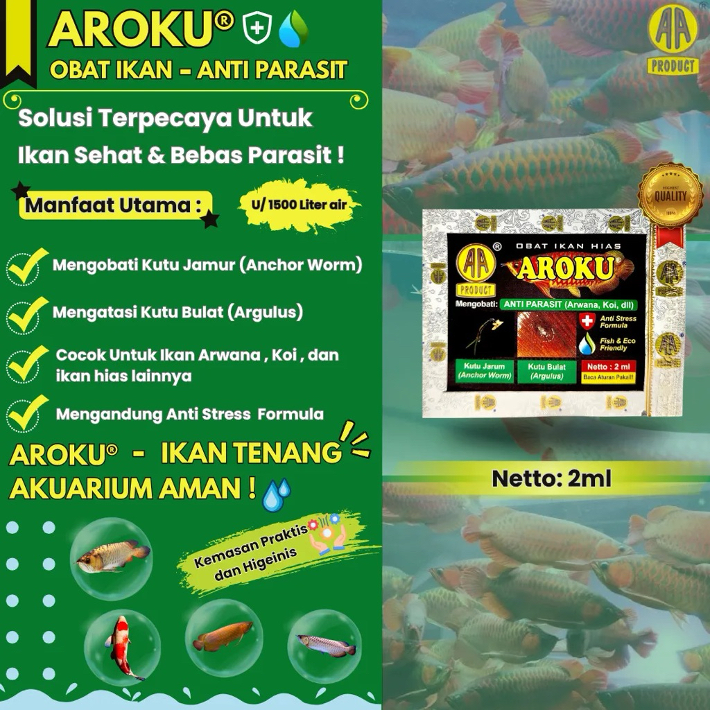 AROKU 2ML OBAT IKAN HIAS AQUARIUM ANTI PARASIT DAN KUTU AA PRODUCT