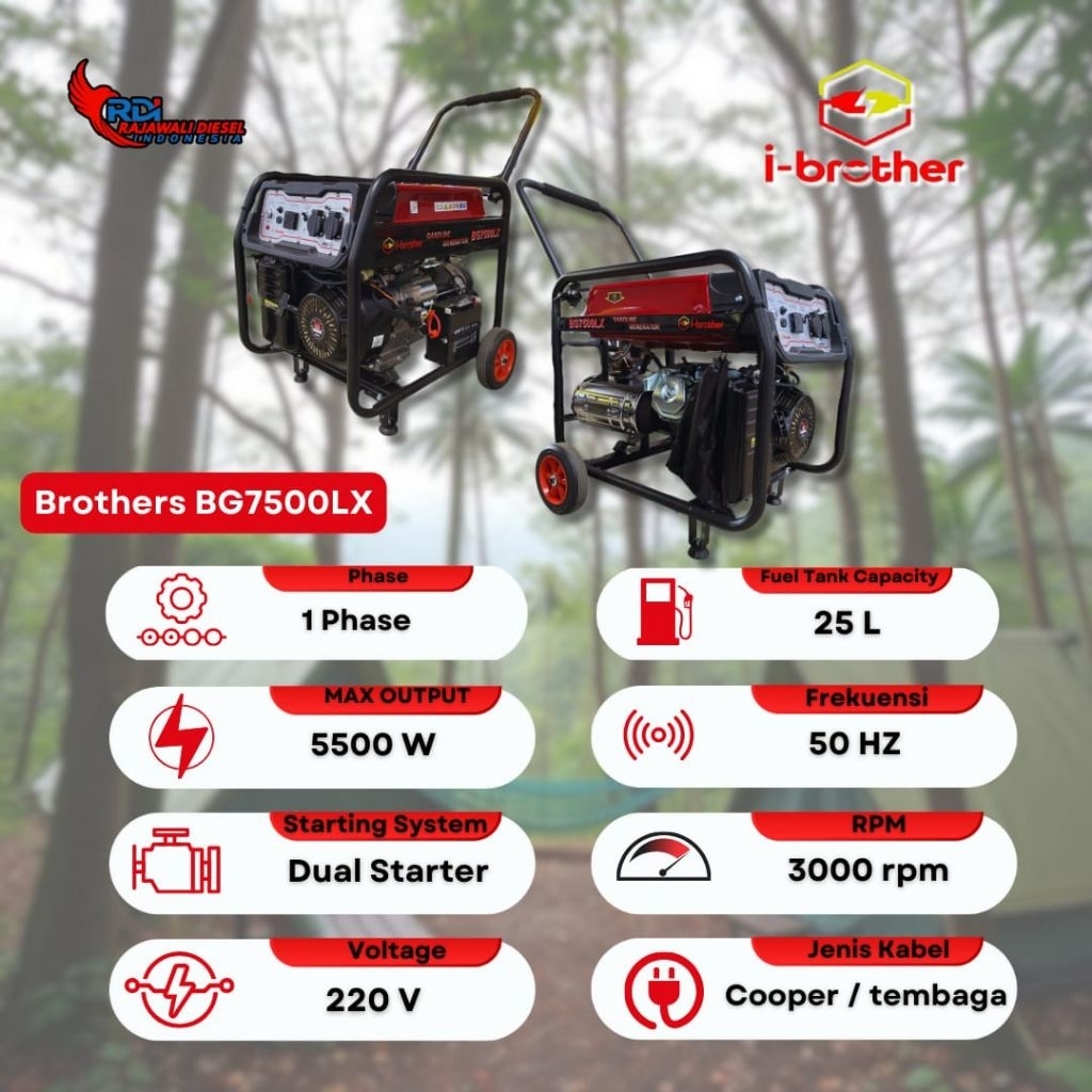 Genset open 5500watt BG7500LX Bensin