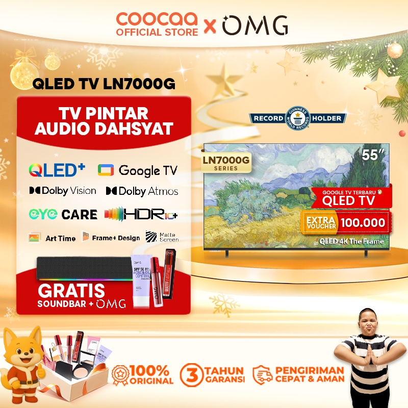 [TERBARU] COOCAA The Frame TV 55 inch LN7000G - 4K QLED-TV+Matte screen - Google TV - Eye Care 5.0 -
