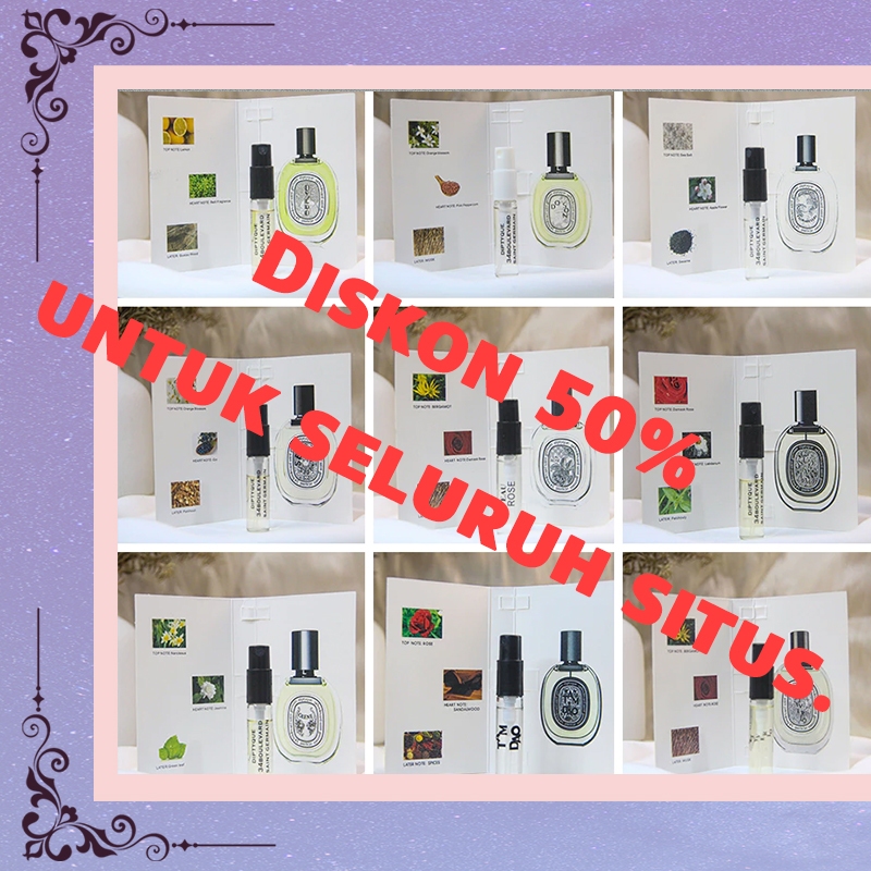 「Diptyque」2ML Koleksi Parfum Diptyque  Parfum Sample WewangianParfum Sampel Parfum Botol KecilPerjal