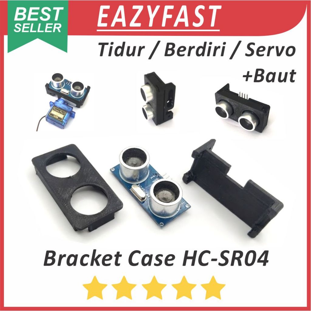 Bracket Case Casing Box Sensor Jarak Ultrasonic HC-SR04 SR04 Ping Vertikal Horizontal Servo SG90 Ber