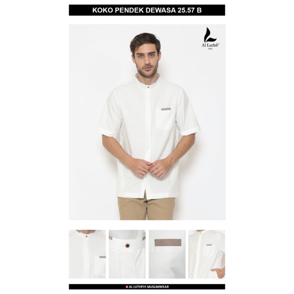 Koko Dewasa Putih Tangan Pendek AL Luthfi / Koko AL Luthfi Putih