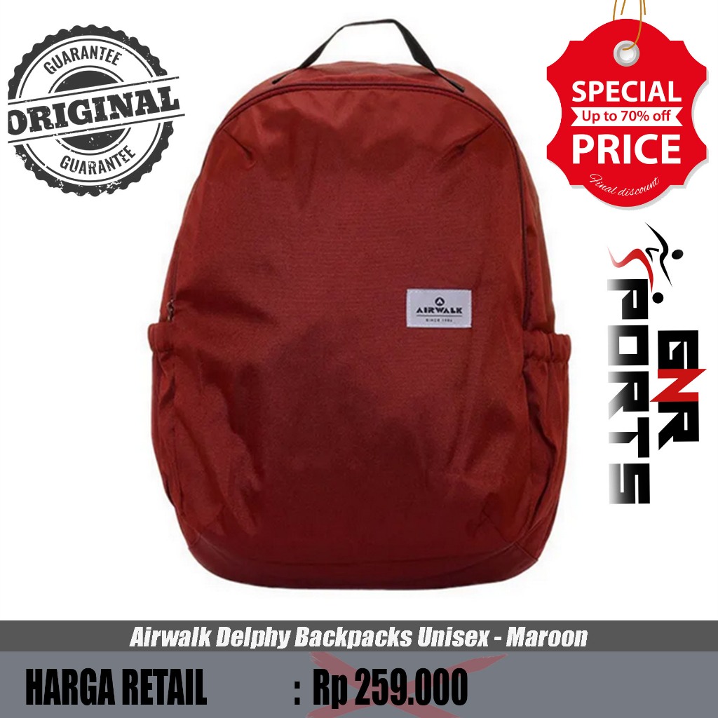 Tas Airwalk Delphy Backpacks Unisex - Maroon Original 100%