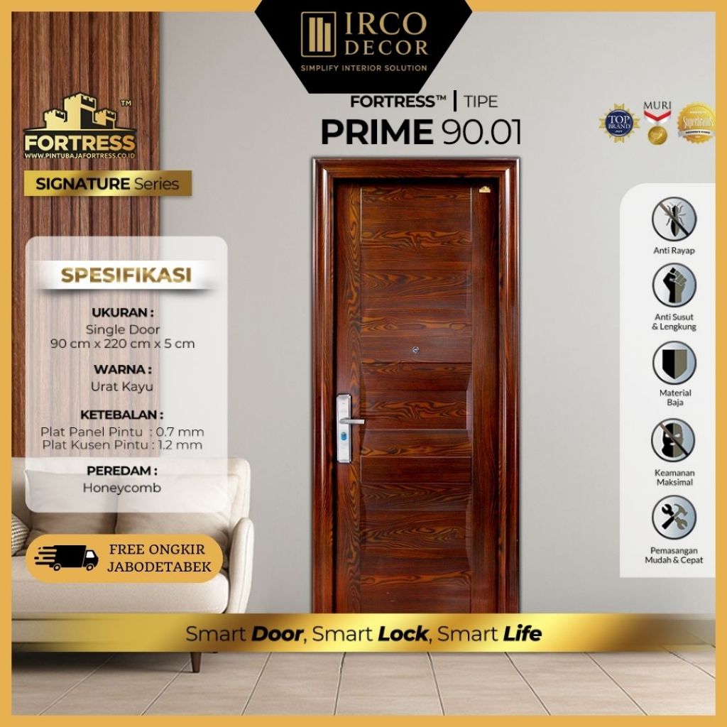Pintu Baja FORTRESS Type Prime 90x230 | Pintu Rumah | Pintu Kamar