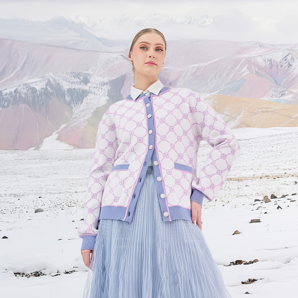 IVAN GUNAWAN PRIVE - Cardigan Atasan Sweater Solene Lilac Busana Muslim Modest ORIGINAL By IVAN GUNA