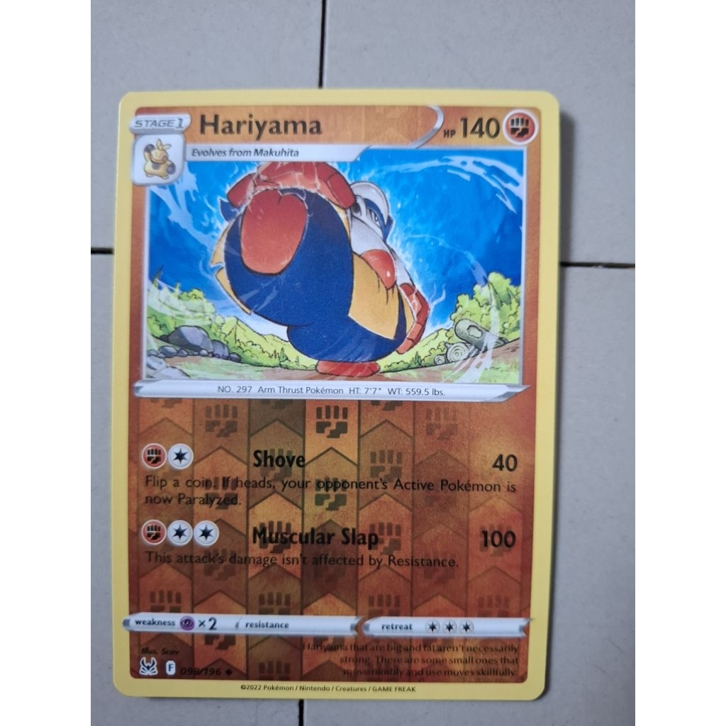 kartu pokemon original holo revese hariyama f 098/196