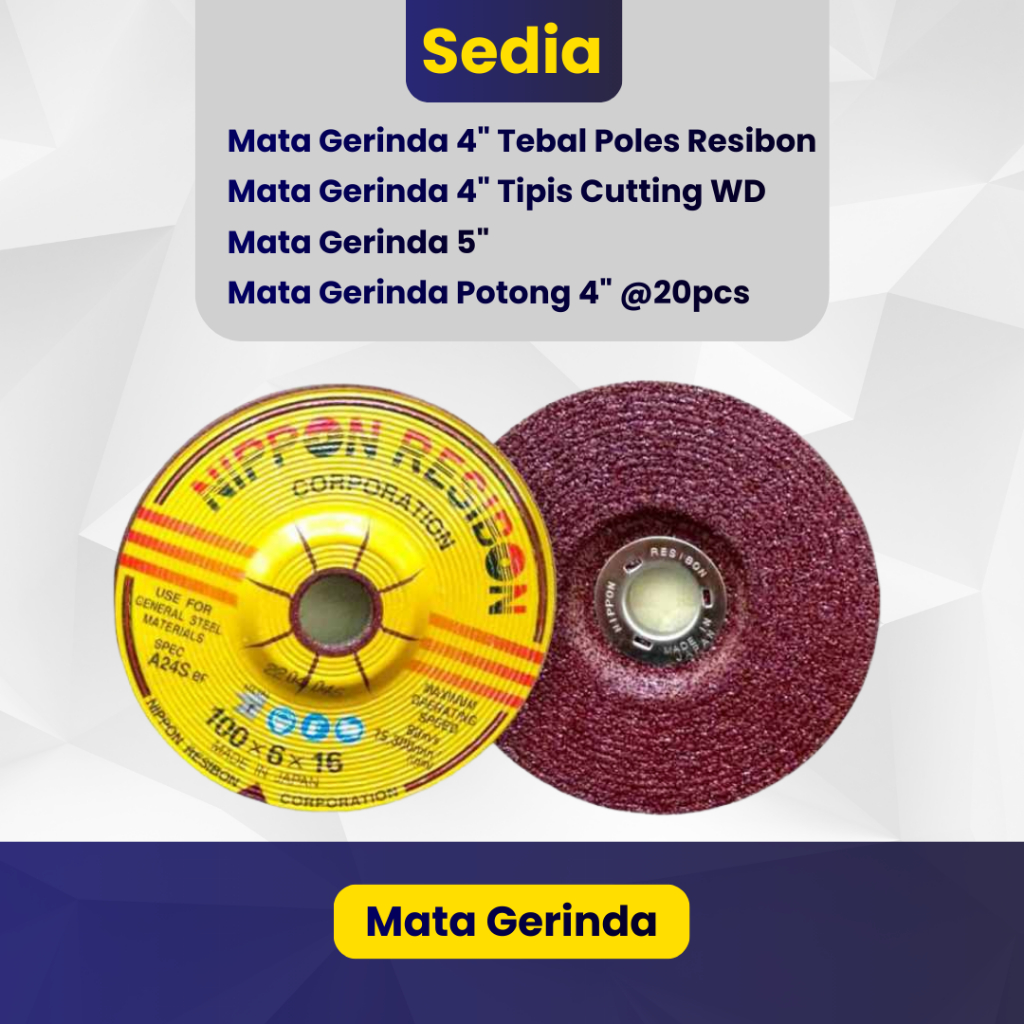 Mata Gerinda 4" 5" Tebal Poles Resibon Tipis Cutting WD 20PCS / Pack