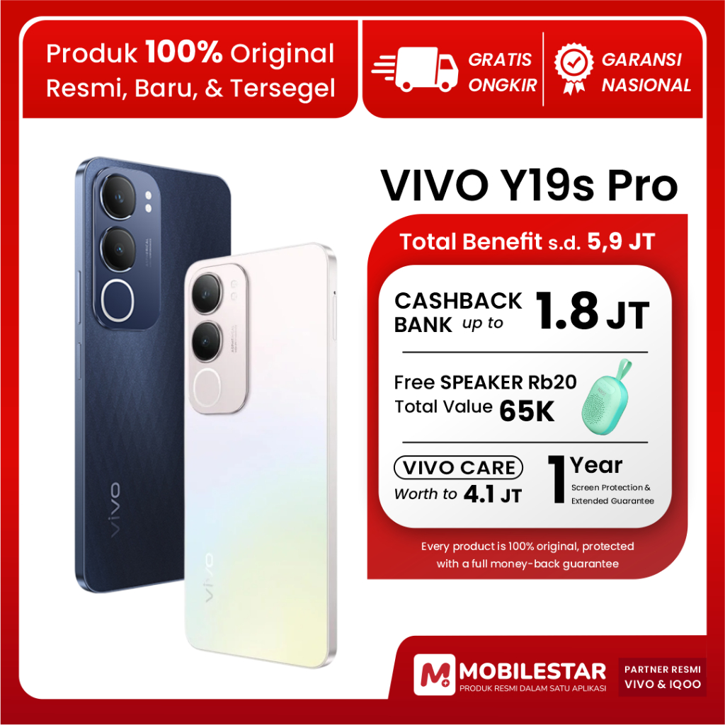 [BNIB] HP 1 Jutaan Vivo Y19s PRO | Baterai 6000mAh | Chipset Unisoc T612 | RAM 4& 6 | GARANSI RESMI