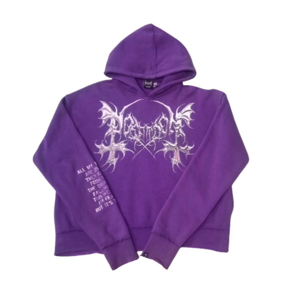 Hoodie Ungu Crop Unfinished - Poseidon Reprisal