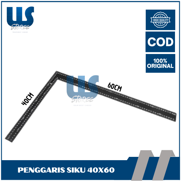 BELTER Penggaris Siku L Besi 40x60 Penggaris Tukang Full Besi Siku Meter 40 x 60 cm