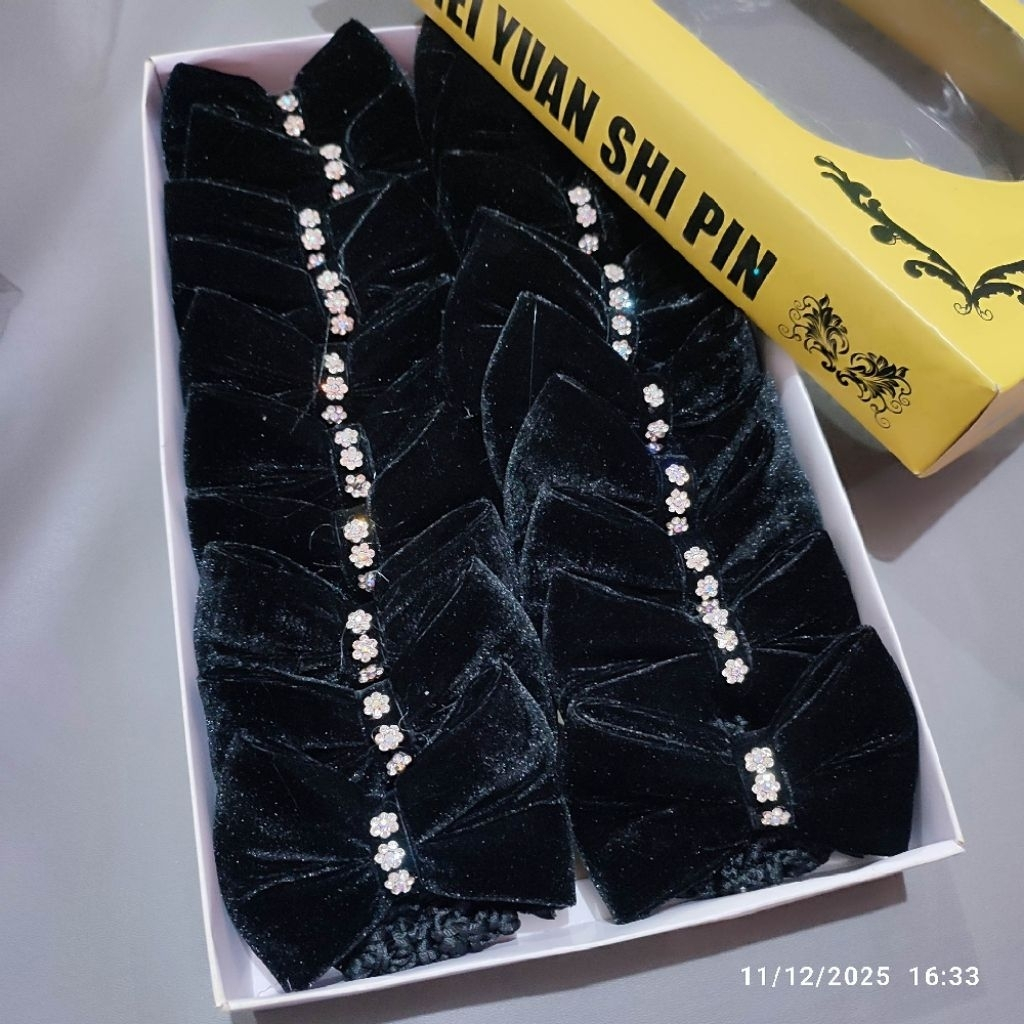 jepitan rambut sanggul pramugari jepit rambut pita wanita korea bahan tebal bahan berdu