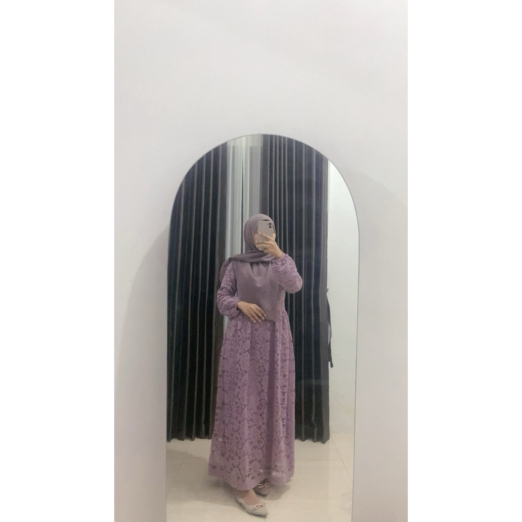 Preloved Dress Kondangan Full Brukat Ungu/lilac