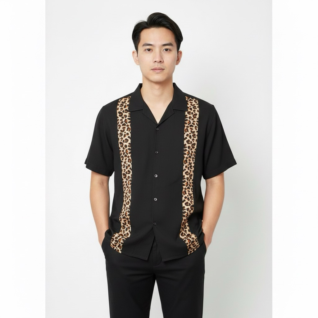 Kemeja Leopard Shirt Big Stripe Pria