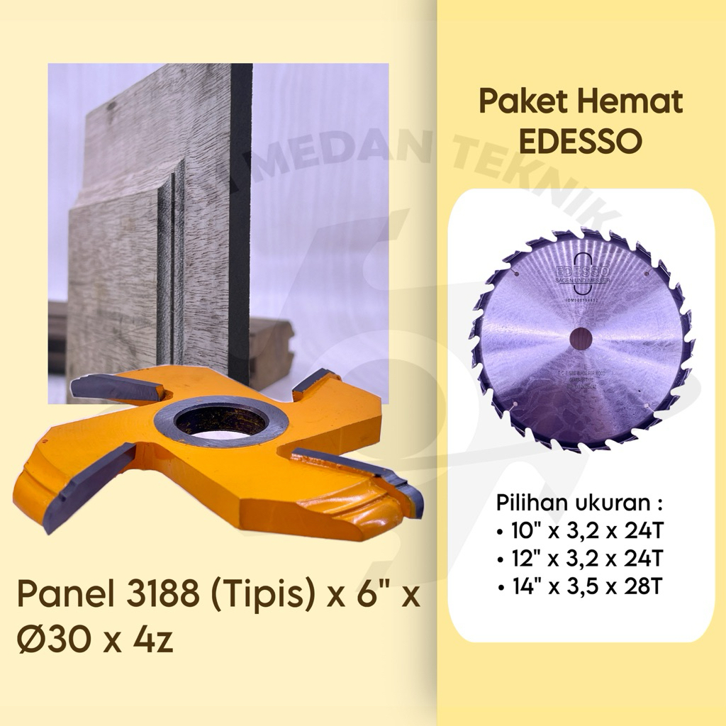 [ PAKET HEMAT ] Panel 3188 ( Tipis ) Mata Pisau Profil 6" + EDESSO Mata Gergaji Pemotong Kayu Router