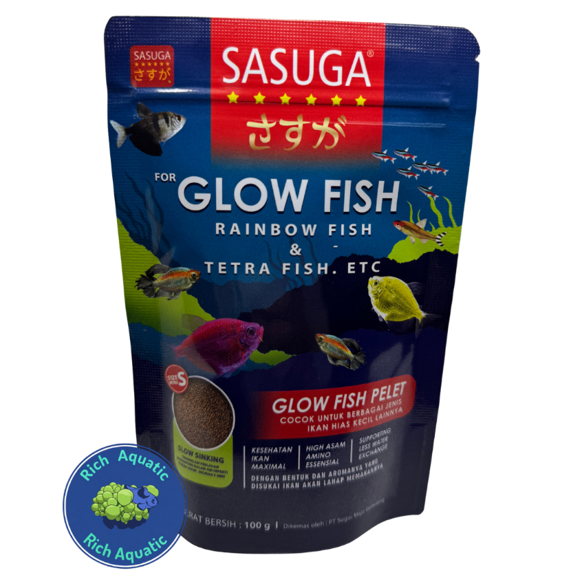 pelet ikan hias sasuga glow fish rainbow fish tetra fish etc 100g