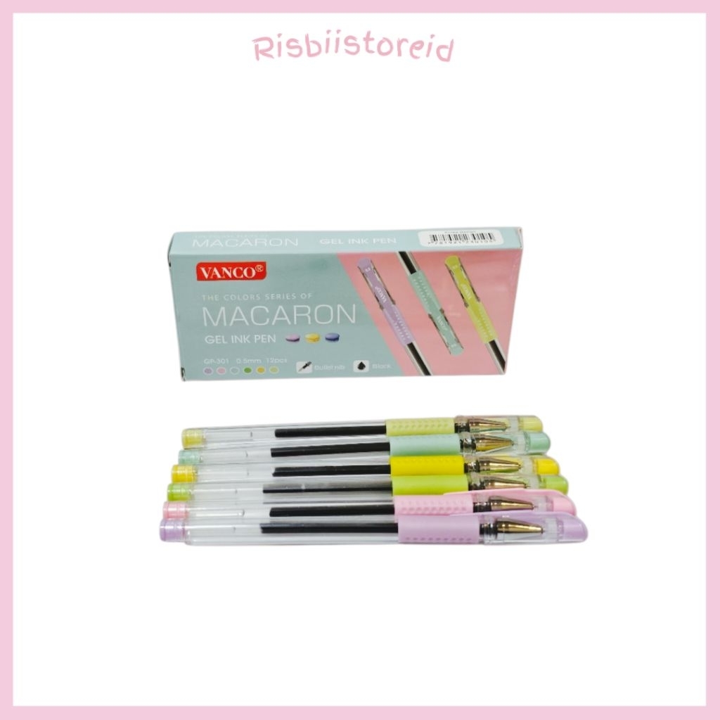 Pulpen Gel Macaron Vanco 1 lusin (12 pcs) Murah