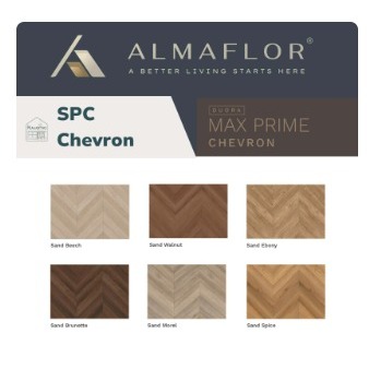 Lantai SPC Chevron ALMAFLOR 7 mm Duora Max Prime