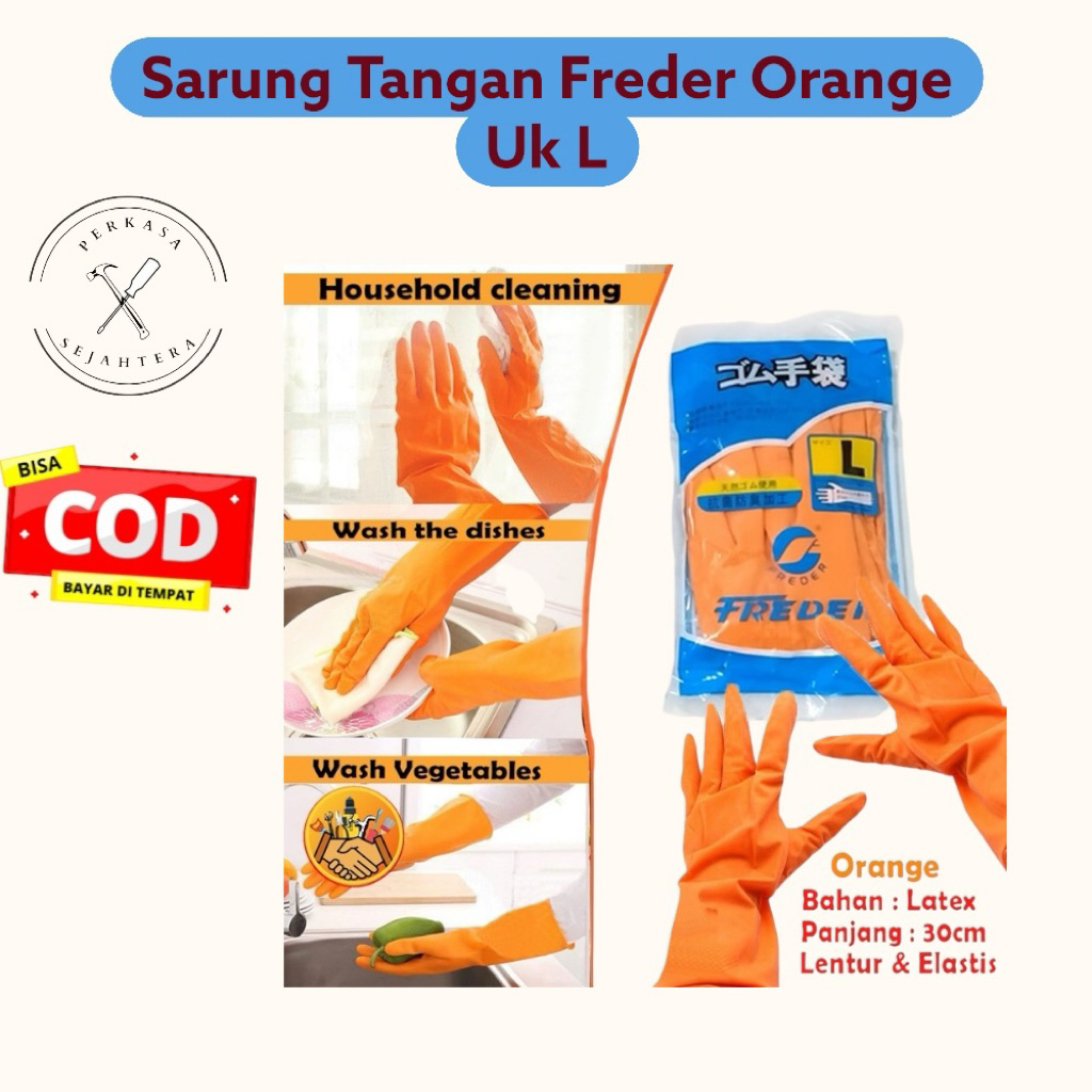 Sarung Tangan Karet Freder / Sarung Tangan Orange Latex Freder