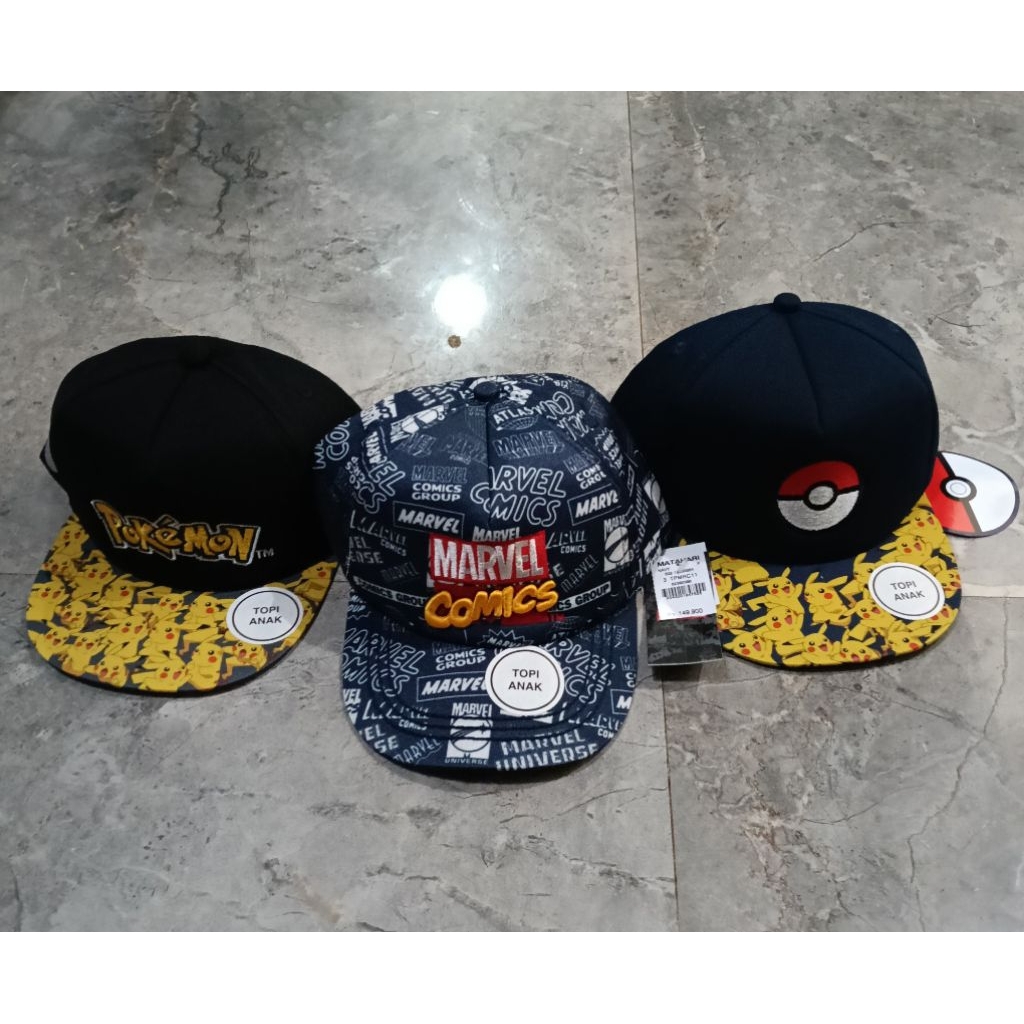 Topi anak Marvel/Pokemon ORI mall Matahari