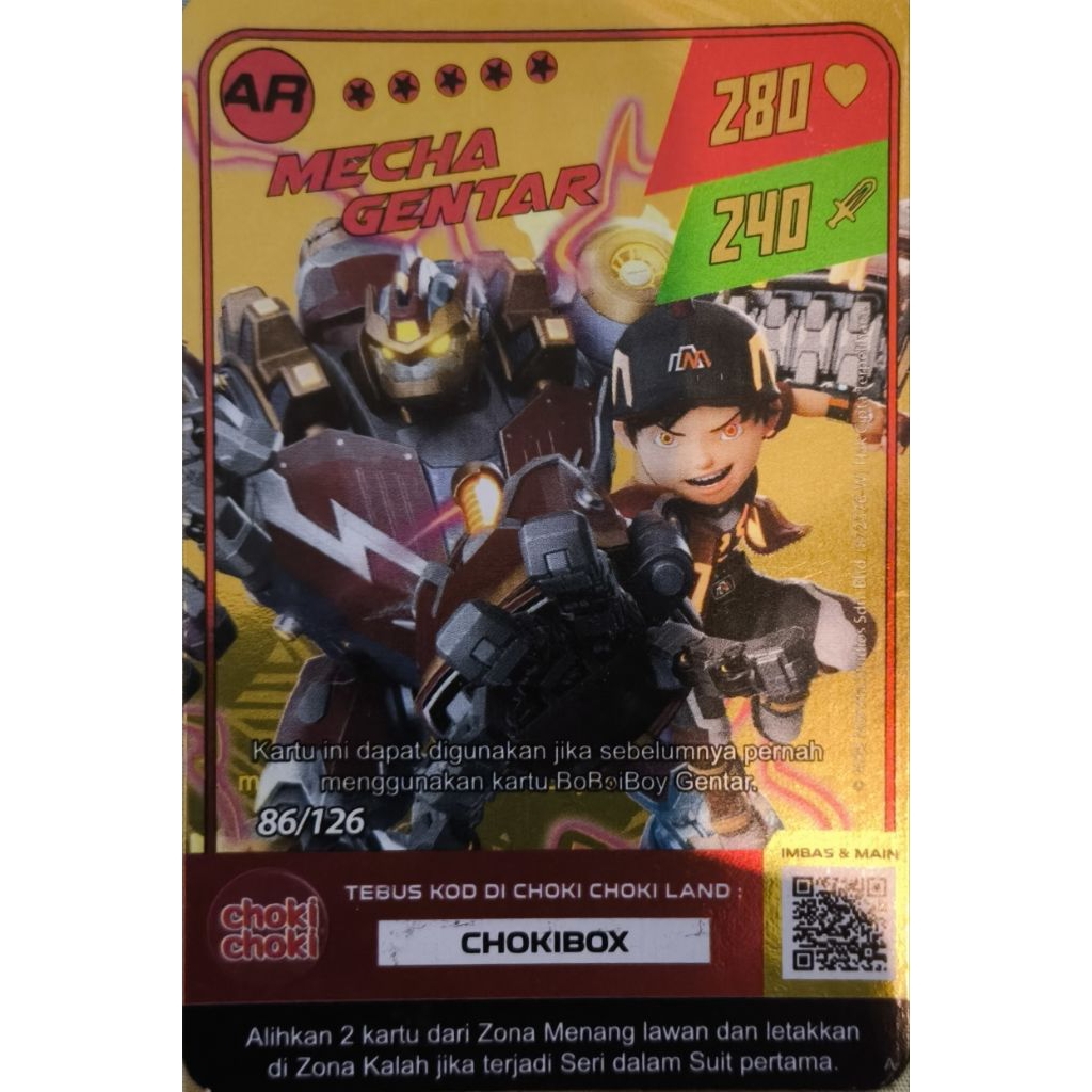 KARTU BOBOIBOY CHOKI CHOKI HOLOGRAM
