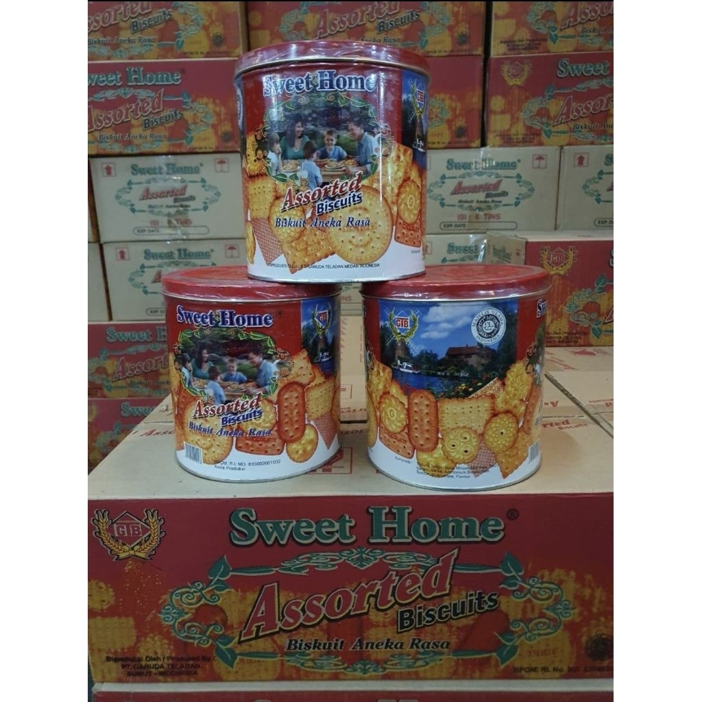 1 KARTON BISKUIT KALENG SWEET HOME ASSORTED ROTI KALENG BULAT ISI 6