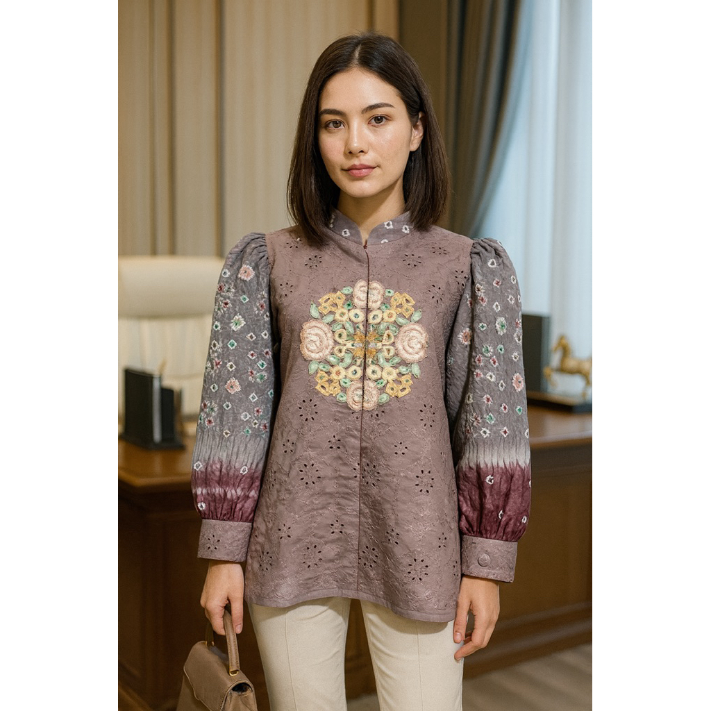 atasan jumputan kombinasi