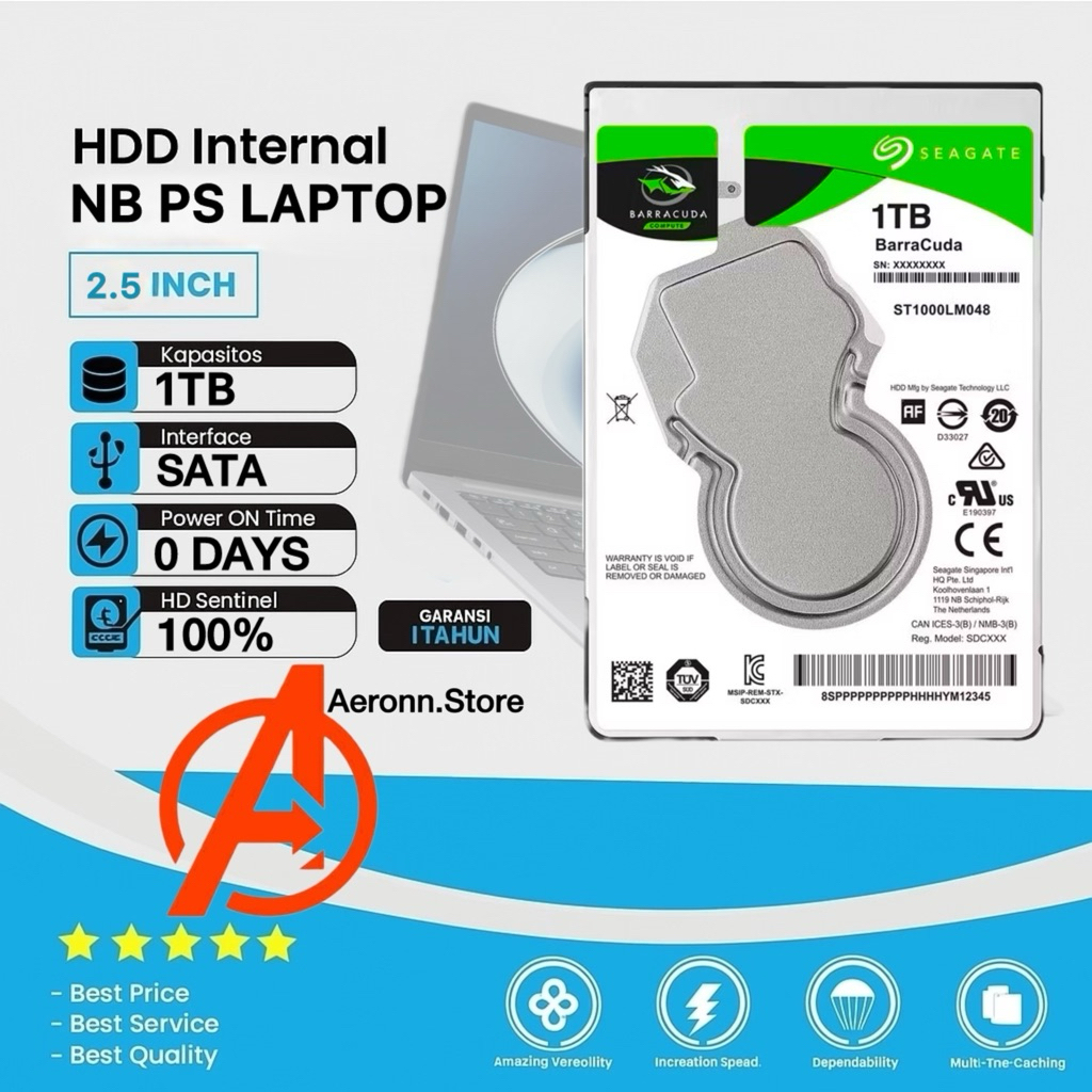 Hardisk 1TB Seagate Barracuda Internal Sata 2.5" Promo Hardisk Laptop 1TB/500GB/320GB Baru