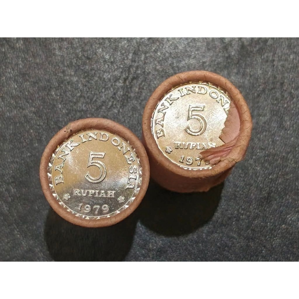 Koleksi 1 Roll Uang Koin 5 Rupiah KB Tahun 1979 - Gress Baru Asli Indonesia