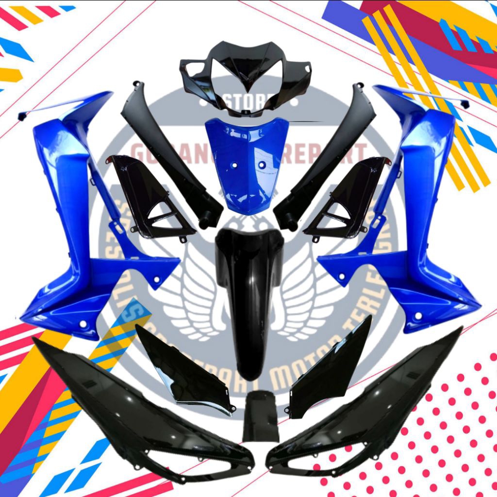 Full bodi supra x 125 New biru hitam 2008-2014, Cover bodi supra x 125 double disk, Cover bodi supra