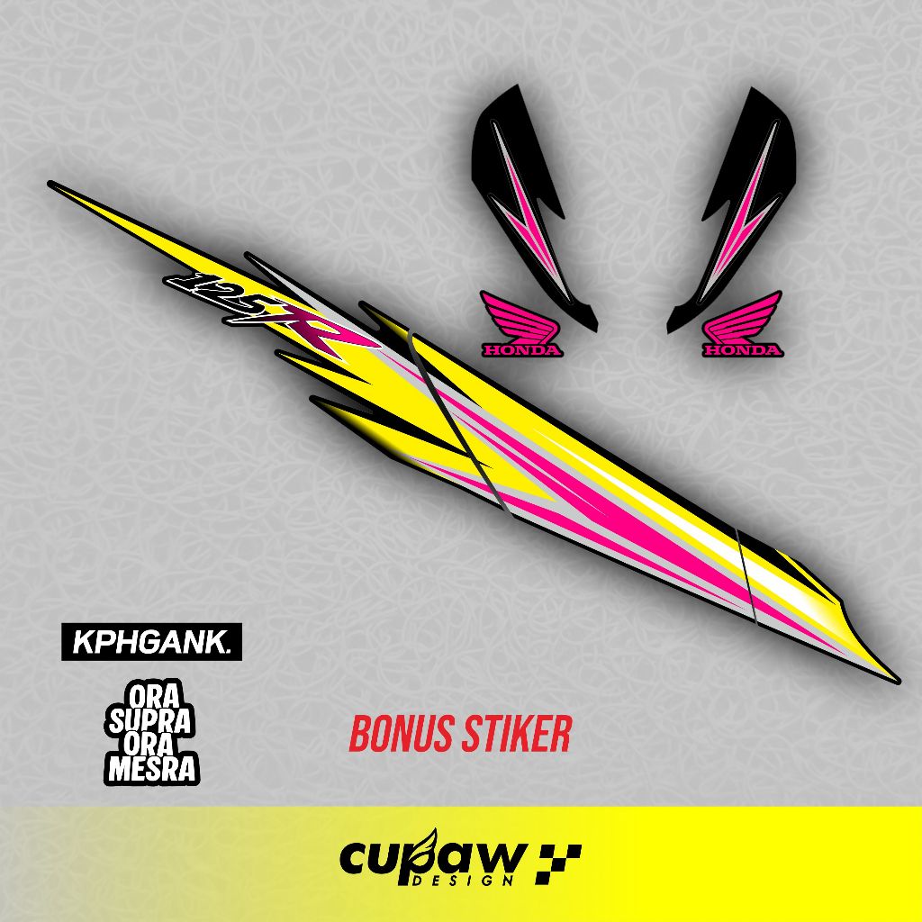 STRIPING VARIASI SUPRA X 125 R KUNING PINK