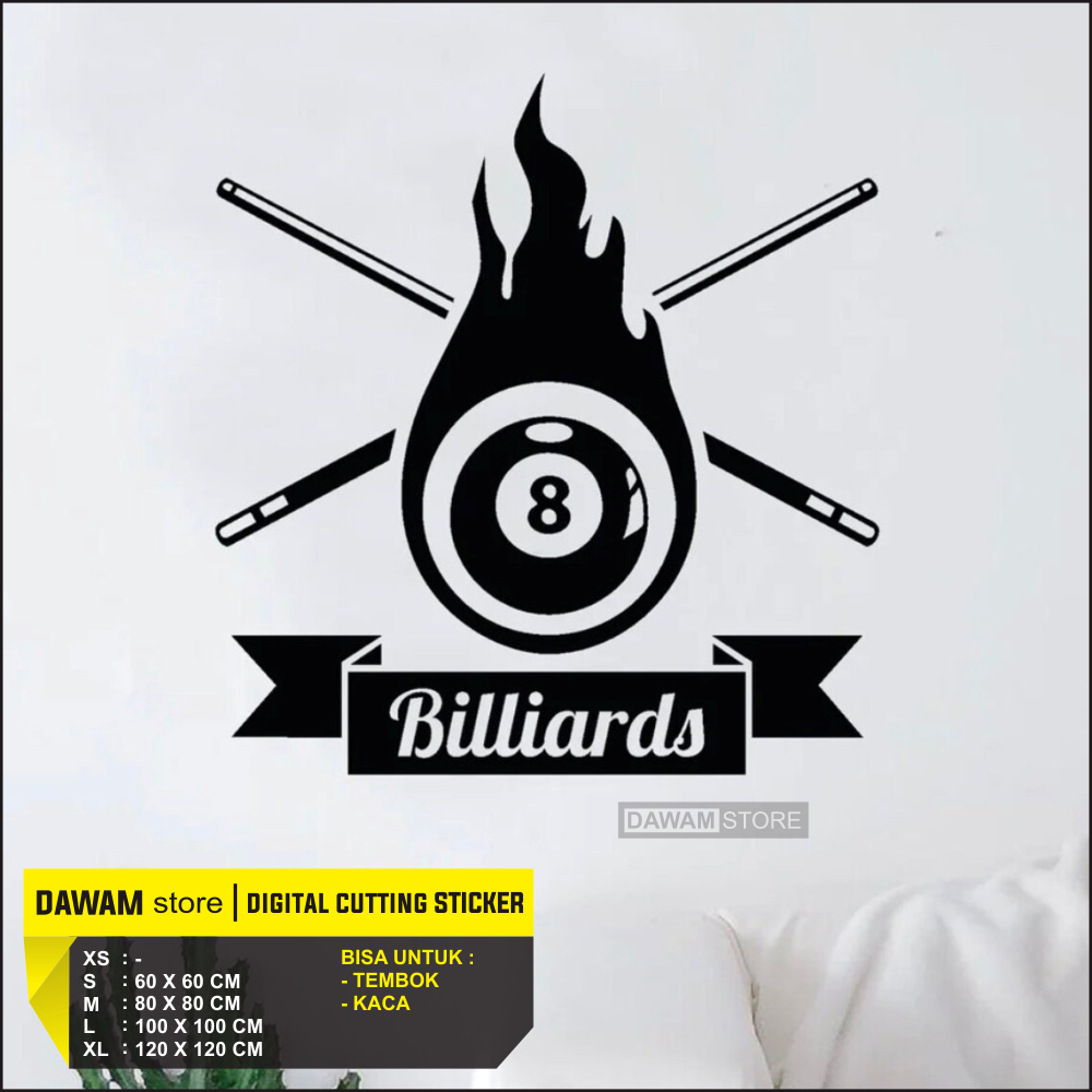 Wallsticker Billiard Dekorasi Dinding Kaca Tembok Ruang Billiards Premium