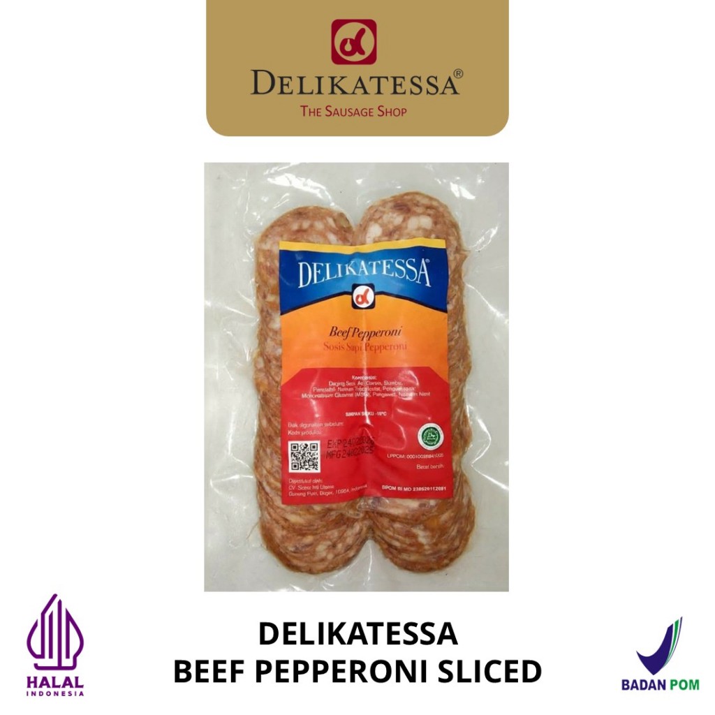 Delikatessa Beef Pepperoni Sliced 250 GR Daging Sapi Pepperoni Pizza Halal