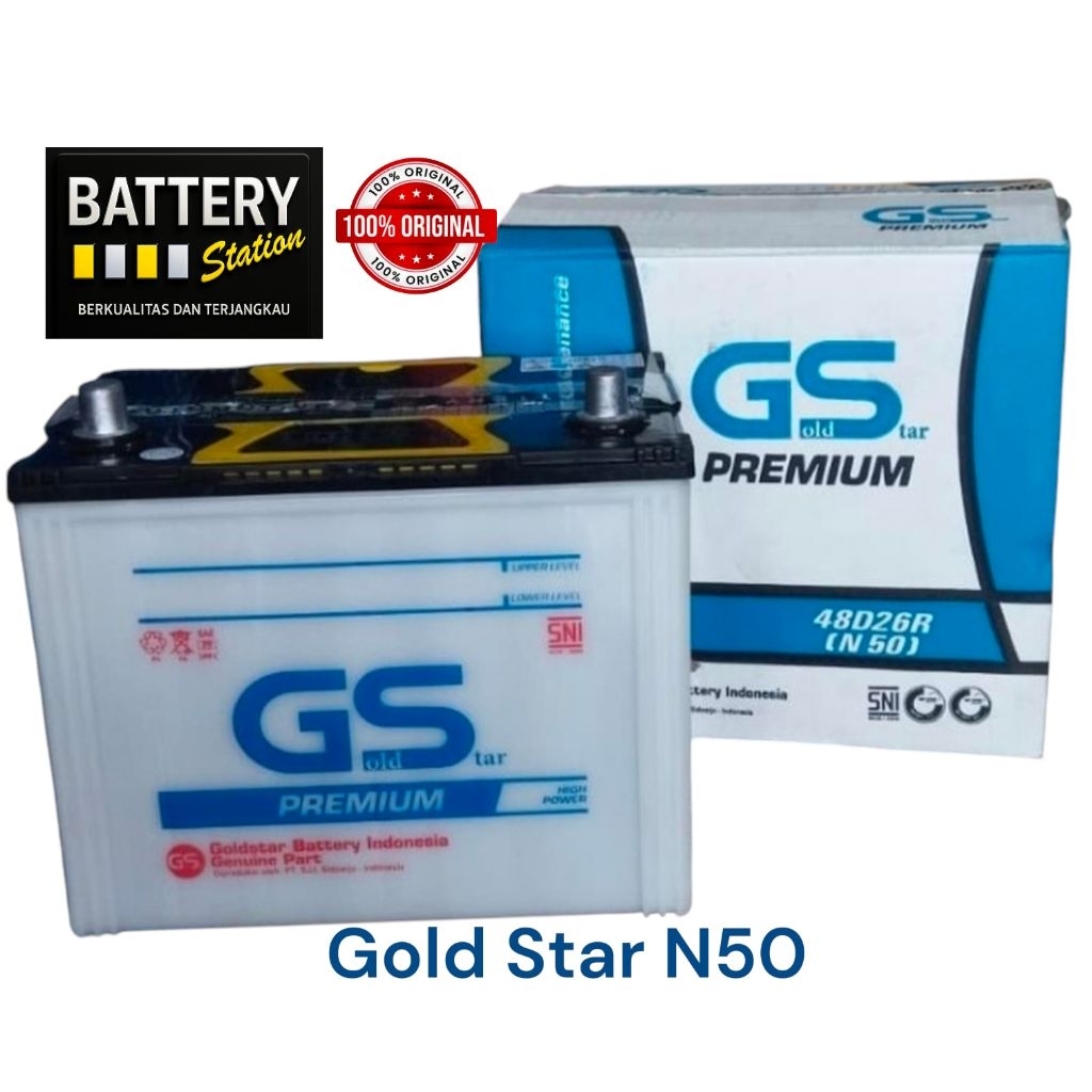 Aki Mobil Basah Kijang Aki Genset GS Premium N50 48D26R GS N50 Goldstar 50ah