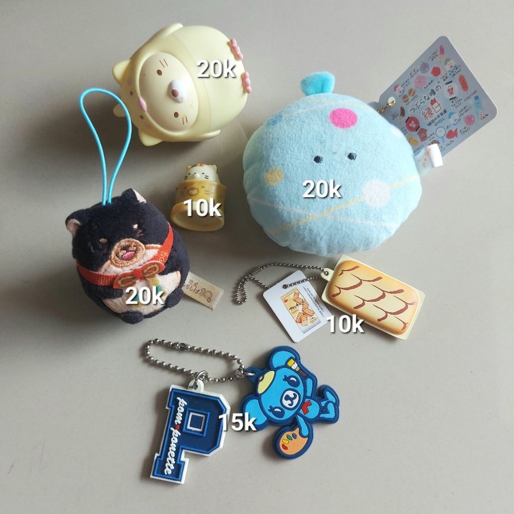 trinkets strap mini plush gacha food keychain keyring sumikko gurashii yell pom ponette angel blue r