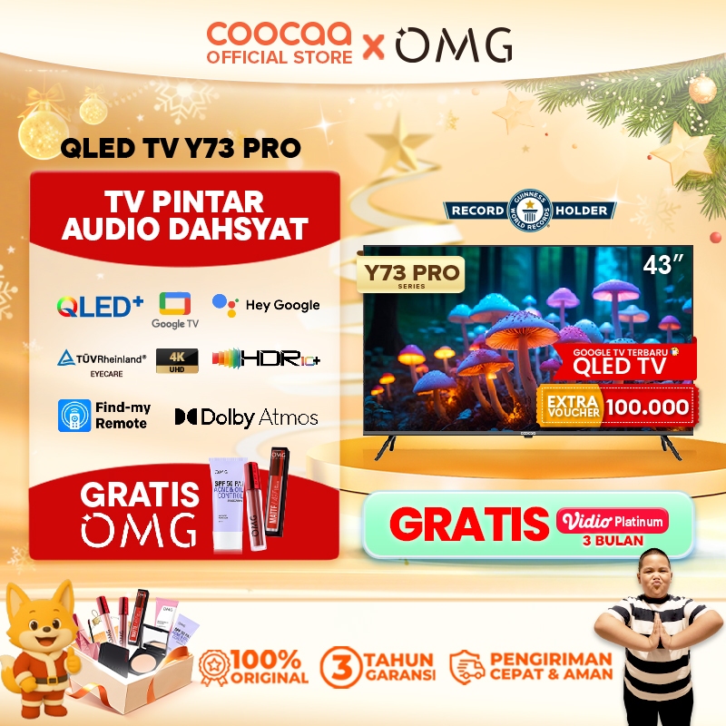 [TERBARU] COOCAA TV 50 inch Y73 Pro - 4K QLED+ - Google TV - 120Hz Motion - S AI Engine - MEMC - dbx