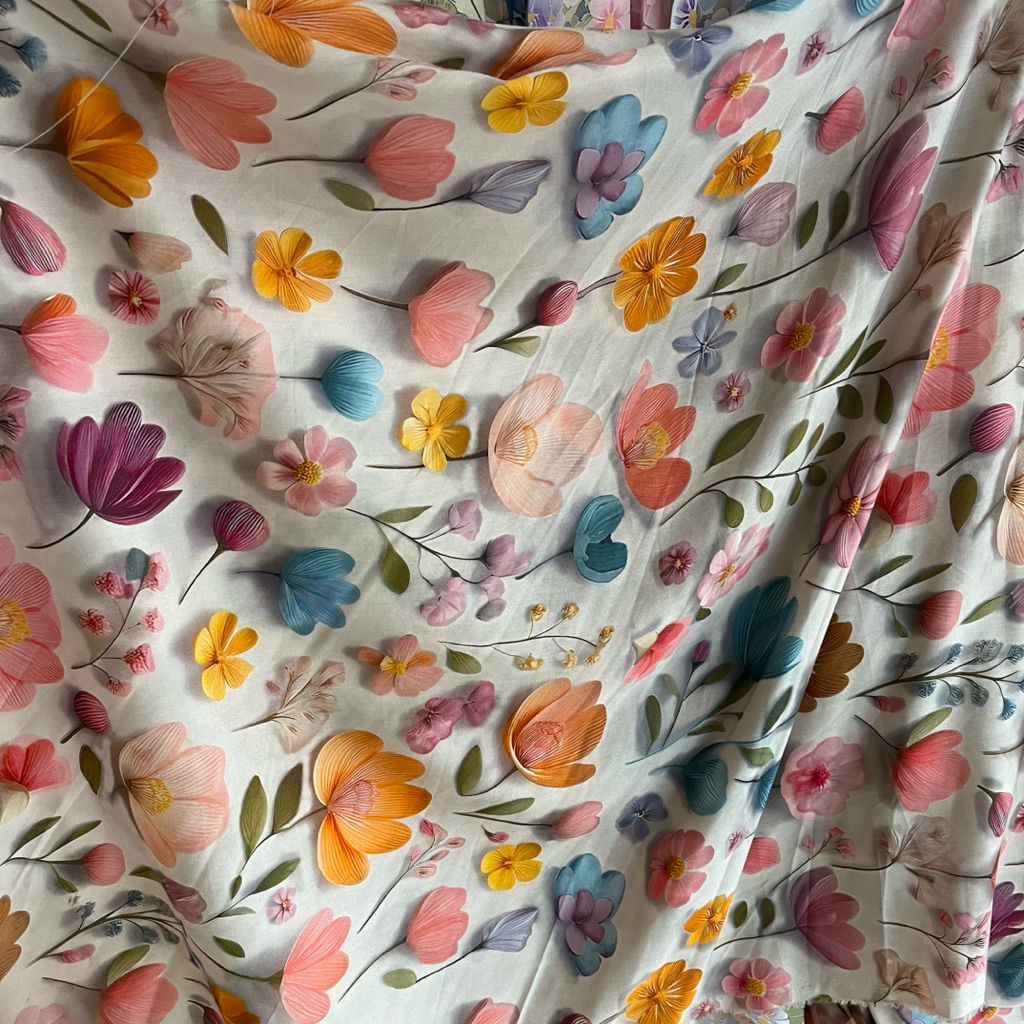 New (Kain Meteran Berkualitas) Kain Katun Rayon Viscose Premium Motif Digital Print // Bahan Kain Le