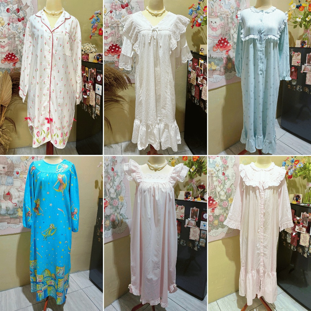 Sleepwear Bahan Katun & Kaos – Piyama Dress Kimono Daster Style Coquette Princess Fairycore Royal Vi