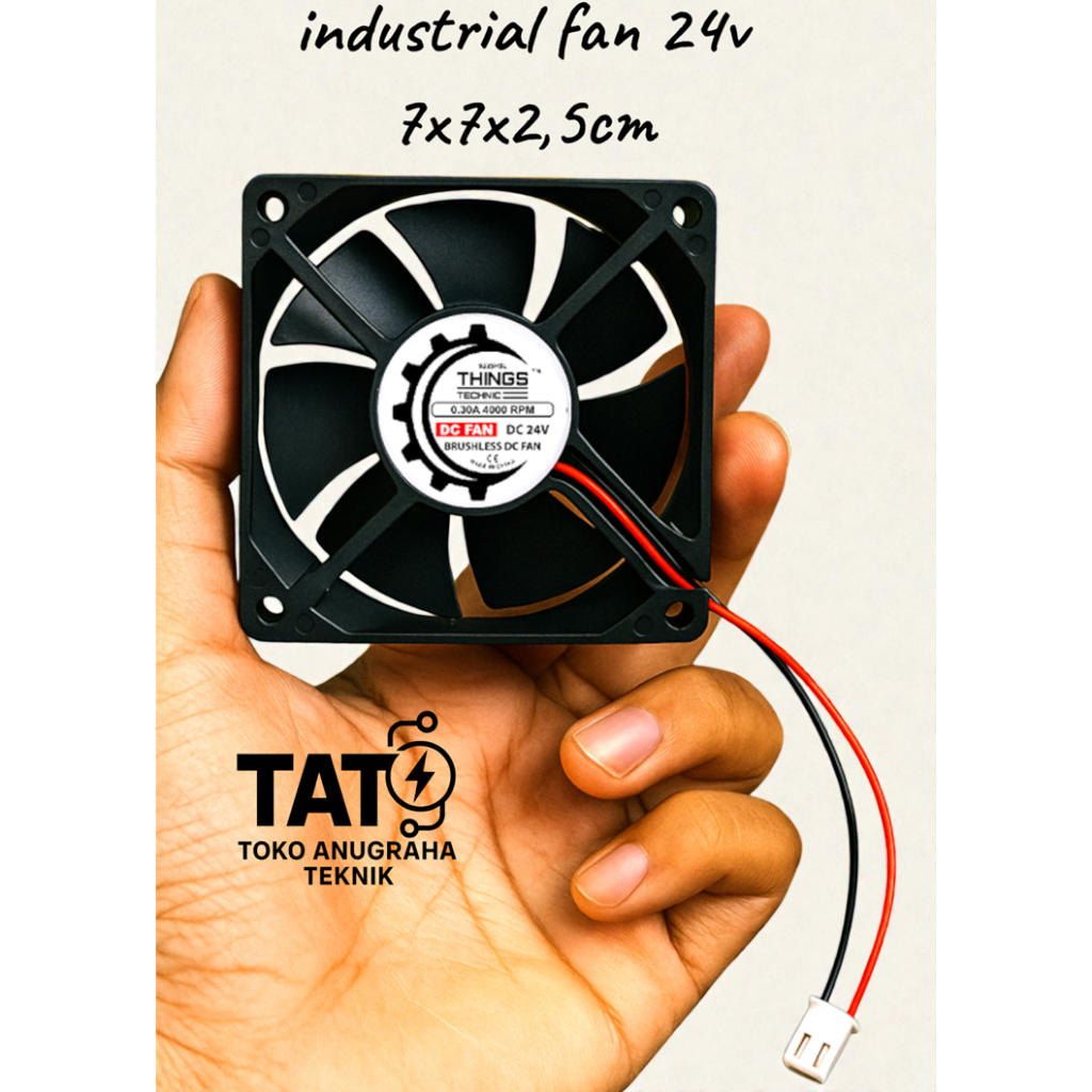 Fan Industri Kipas DC 24V / 12V 7x7cm Tebal 2.5cm – High Speed Brushless Cooling Fan