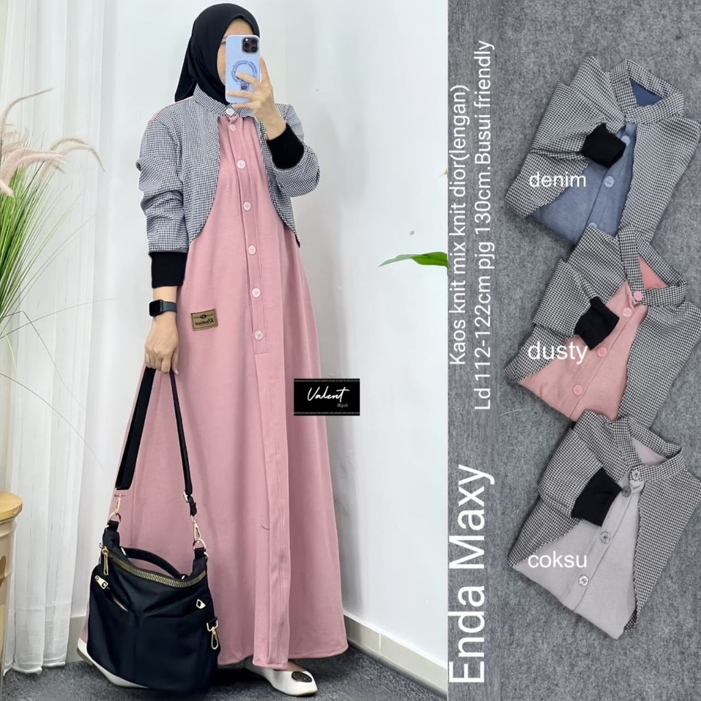 Valent - Enda Maxy Wanita Kaos Knit Mix Knit Dior (Lengan)